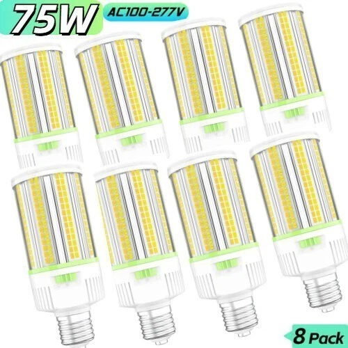 8Pack 75W/60W/45W LED Corn Light Bulb E39 Base Warehouse High Bay Light CCT 5000 - Image 1 of 4