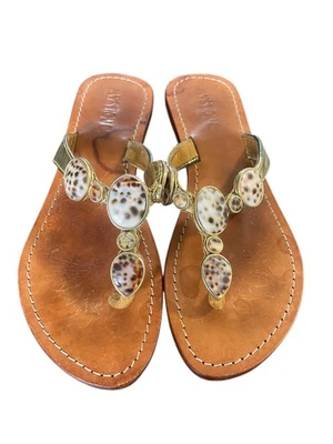 Chanclas Mystique Mujer Cuero Marrón Animal Talla 9 Vacaciones Foto 1 de 4