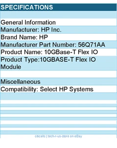 HP 56Q71AA 10GBase-T Flex IO - Compatibilidad: Sistemas HP seleccionados - Imagen 1 de 4