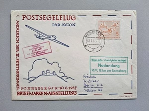 Flugpost DDR Luftpostbrief Postsegelflug Meiningen-Sonnenberg 1957, Notlandung  - Bild 1 von 3