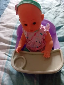 Baby doll 36cm (14") tall in highchair used VGC - Picture 1 of 9