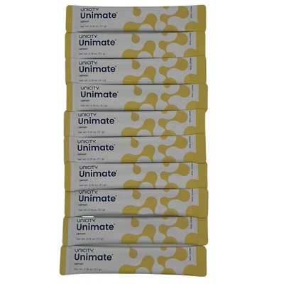 Unicity Unimate Lemon Flavor Drink Mix Dietary Supplement 10 Sticks Exp 2027 - Image 1 of 4