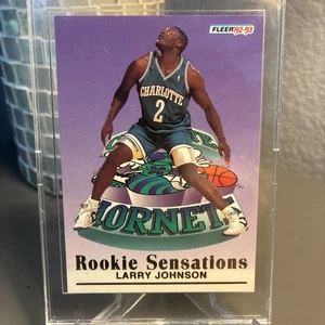1992 Fleet Rookie Sensation Larry Johnson No 5 of 12 Charlotte Hornets - Picture 1 of 4