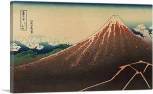 Lightning Below the Summit Storm Mount Fuji Canvas Art Print Katsushika Hokusai - Picture 1 of 14