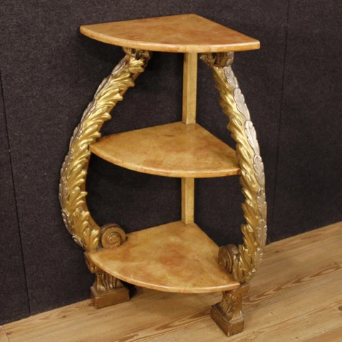Corner cabinet lacquered furniture shelf antique style 900 étagère golden wood Cover