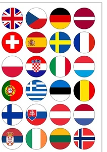 24 tapas de papel comestible oblea de papel cupcake precortadas banderas europeas de Europa - Imagen 1 de 1