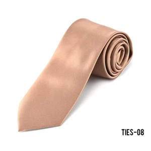 Top Quality Skinny Narrow 8cm Tie Solid Plain Wedding Slim Classic Satin Necktie - Picture 1 of 19
