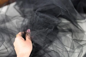 Black 108 In Wide Tulle Fabric By The Yard 21 - Picture 1 of 13