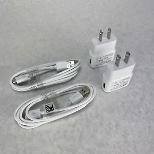 Lot of 2 OEM Samsung ETAOU61JWE 2.0 Amp Wall Charger and 5ft ECB-DU4EWE Cable - Picture 1 of 7