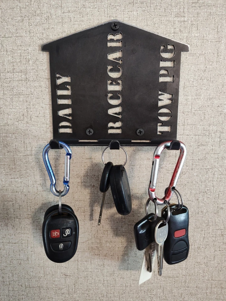 Racecar 3 Car Key Rack Holder Hanger For Wall With Hooks Heavy Duty 14ga Steel - Image 1 of 1