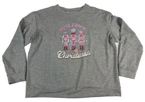 Women's Ugly Christmas Sweatshirt XL Pink Gray Holiday Nutcracker Holiday Xmas - Picture 1 of 6
