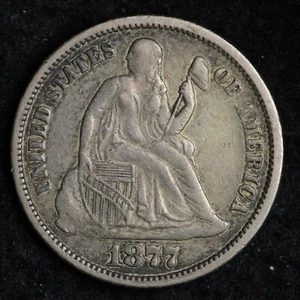 1877 Seated Liberty Silver Dime CHOICE AU E339 VUNH - Picture 1 of 2