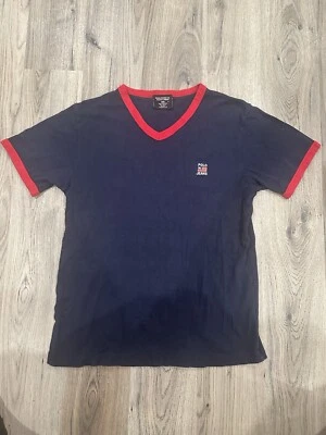 Camiseta Polo Jeans Años 90 Y2K Co. Ralph Lauren Azul Cuello en V Bordado Logo Talla M Foto 1 de 4