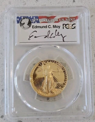 1987 P $25 GOLD EAGLE PROOF ONE HALF OZ PCGS PR 70 MOY SIGNATURE COIN - Image 1 of 3