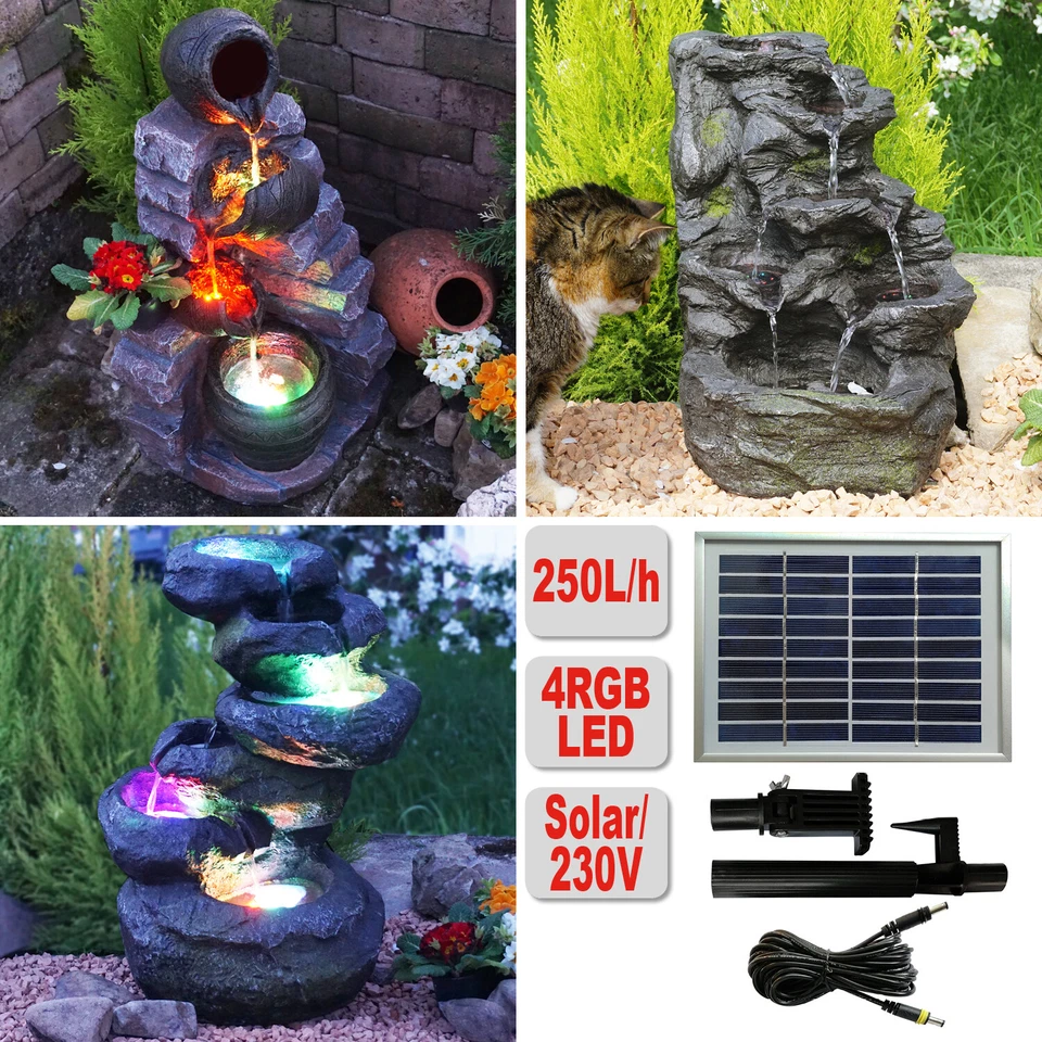 BRUNNEN GARTEN SPRINGBRUNNEN GARTENBRUNNEN MIT BELEUCHTUNG ZIER BRUNNEN KASKADE - Bild 1 von 1