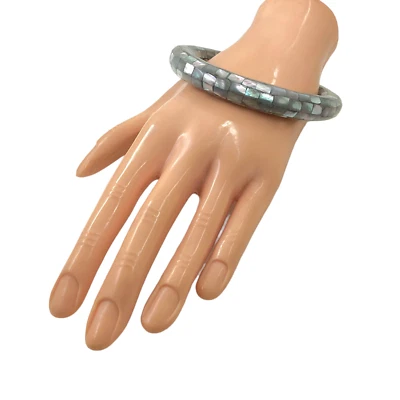 Abalone MOP Seashell Mosaic Bangle Bracelet Natural Jewelry Boho Hippie Vintage  - Image 1 of 4