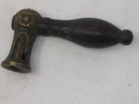 ANTIQUE VICTORIAN ORNATE BRASS & WOOD WINDOW DOOR HANDLE PULL CRANK Cover