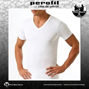 PEROFIL | COLLO V | Maglietta uomo manica corta 100% Cotone Filo di Scozia - Picture 1 of 1