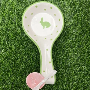 Terramoto Conejo de Pascua Primavera Lunares Cerámica Cuchara Reposapiés Nuevo con Etiquetas - Imagen 1 de 4