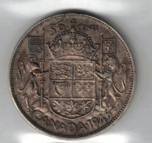 CANADA 1946 DESIGN 50 CENTS KING GEORGE VI 800 SILVER COIN GRADED ICCS EF40 - Picture 1 of 3