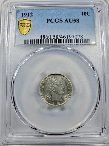 1912 Barber Dime PCGS AU58 EVERYMAN SET Cover