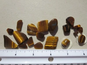 737  PAKAGE OF TIGERS EYE TUMBLED STONES AND CABS, FROM OLD TIME ROCK SHOP - Bild 1 von 3