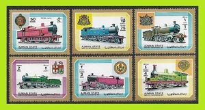 Locomotoras Ajman 1972 - Serie completa 6 estampillas - MNH - Imagen 1 de 2