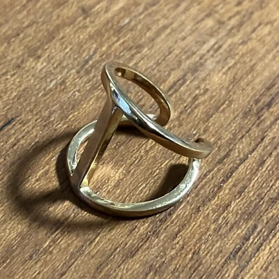 Ann Taylor Signed Gold Ring Adjustable 7 Large Wrap - Image 1 of 4