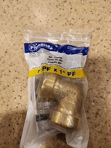 Jones Stephens C77427LF 1" PlumBite Push On 90 Degrees Elbow - Brass - Picture 1 of 5