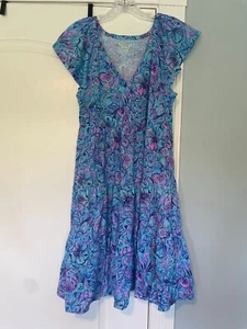 Neu mit Etikett Lilly Pulitzer Kawai Flatterärmel Kleid Wellenbrecher blau Muscheln und Glocken M - Bild 1 von 5