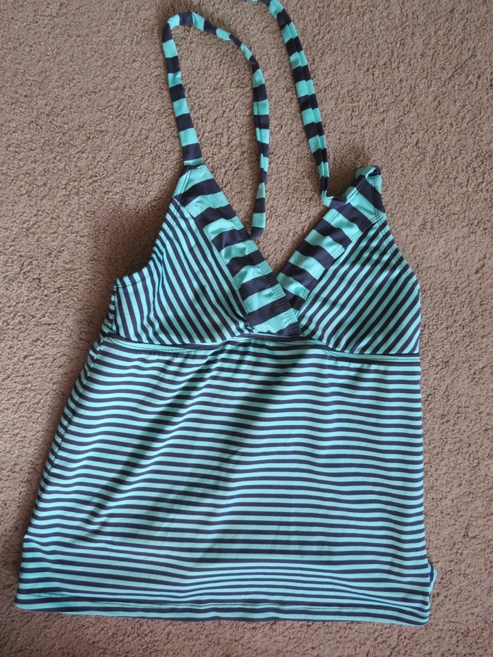SUPER Mossimo mint + blue striped tankini swim top - womens S - Image 1 of 1