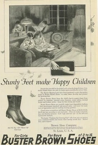 Anuncio impreso de zapatos marrón Buster 1919 St. Lous decoración del hogar Art Deco - Imagen 1 de 2