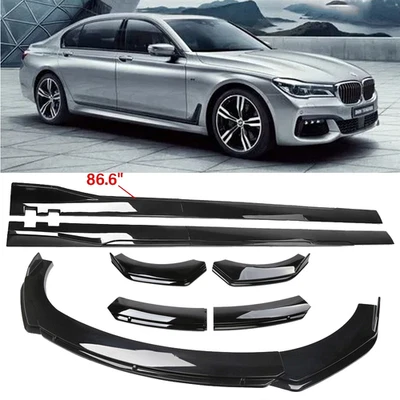 For BMW 740i 750i Series Front Bumper Lip Spoiler Splitter Body Kit+ Side Skirt Foto 1 de 4