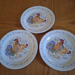 Corelle COUNTRY MORNING Hahn Huhn Mittagessen Salat Dessert Teller 7,25 3er Set - Bild 1 von 7