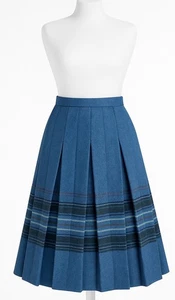 Vintage Edinburgh Wollmühle blau Schottenmuster Wolle Plissee Midi Kilt Rock Damen UK 14 - Bild 1 von 12