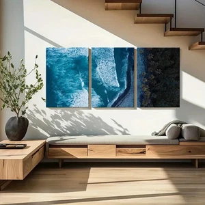 3pcs Ocean Waves Beach Nature Landscape Wall Art Canvas Unframed/Framed - Foto 1 di 9