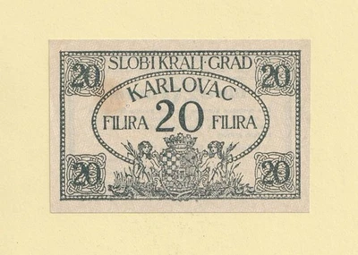 CROATIA 20 FILIRA 1919 KARLOVAC CITY City money of KARLOVAC RARE XF++ - Image 1 of 2