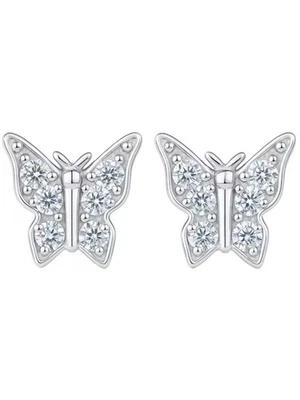 Paar Ohrstecker Design Ohrstecker Schmetterling 925 Silber mit Moissanite - Bild 1 von 4