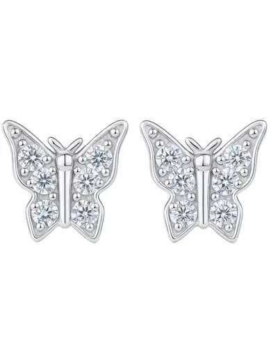 Paar Ohrstecker Design Ohrstecker Schmetterling 925 Silber mit Moissanite - Bild 1 von 4