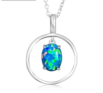 Hearts Art Australia. Play of Colour Circle. Sterling Pendant Necklace. LED Box - Image 1 of 4