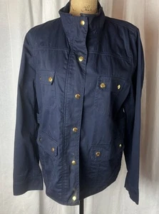 J. CREW Women's Relaxed Boyfriend Field Jacket Sz XL Navy Blue Cinched Waist - Picture 1 of 8