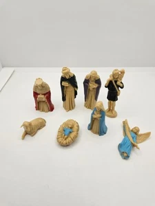 VINTAGE 8 Pc Nativity Set ART PLASTICS Hong Kong 1960s Christmas Manger Scene - Picture 1 of 21