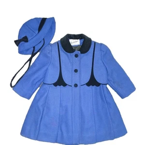 Vintage Tailored By Rothschild Royal Blue Wool Jacket &Hat USA Girls Fancy Dress - Picture 1 of 21