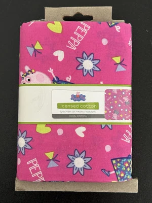 Peppa Pig Toss Cotton Fabric Pink 1 Yard New - Image 1 of 3