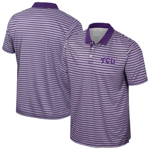 Men's Colosseum Purple TCU Horned Frogs Striped Polo - Picture 1 of 3
