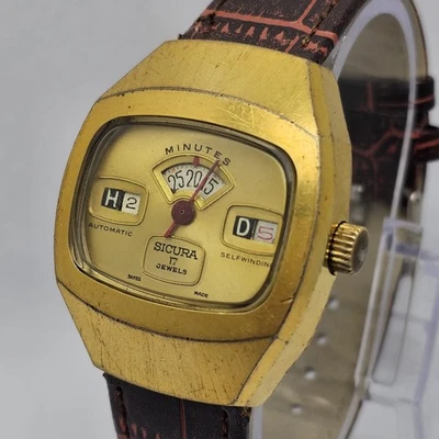 Reloj Hombre Sicura Jump Hour 158 31/7 Automático Vintage (Fecha no funciona) Foto 1 de 4