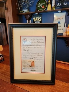 Bass. Ratcliff & Gretton Ale Korrespondenz/One Penny Kreditmarke gerahmt 1900  - Bild 1 von 5