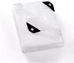 Clear White Tarp Heavy Duty 12X20 Feet Waterproof for Greenhouse Outdoor Garden - Picture 1 of 7