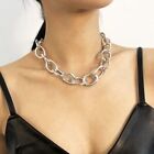 Punk Chain Choker Necklace - Chunky Curb Link Silver Accessory for Women - Trend