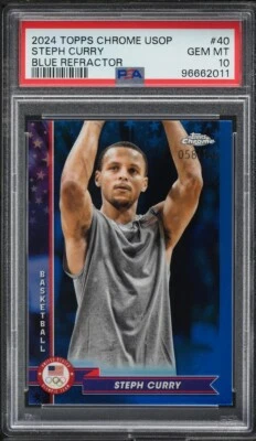 2024 Topps Chrome US Olympic Hopefuls Blue Refractor #40 Steph Curry /150 PSA 10 - Image 1 of 2